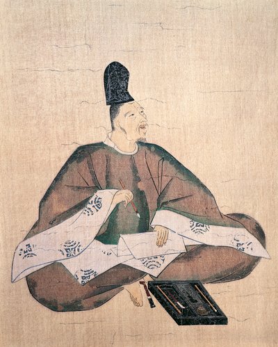 Retrato do poeta Yamabe no Akahito, atribuído a Fujiwara no Nobuzane (1176 ou ca 1177-1265), Japão, Civilização Japonesa de Fujiwara  Nobuzane