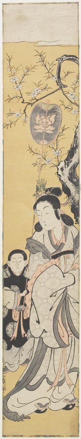 Xiwangmu (Rainha Mather do Oeste) e Atendente, c.1764 (impressão em xilogravura colorida) de Fusanobu Tomikawa