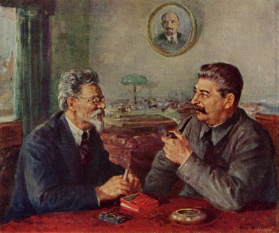 Joseph Stalin (1879-1953) e Mikhail Ivanovitch Kalinin (1875-1946) de Fyodor Alexandrovich Modorov