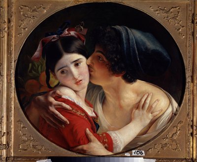 Le baiser. Peinture de Fyodor Antonovich Moller (Feodor Antonovich Moller de Fyodor Antonovich Moller