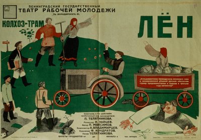 Cartaz para a peça de teatro Flax, 1931 de Fyodor Filippovich Kondratov