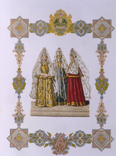 Trajes de verão para mulheres de Torzhok Da série Clothing of the Russian state, 1851 de Fyodor Grigoryevich Solntsev