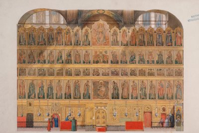 A Iconostase na Catedral da Assunção no Kremlin de Moscou de Fyodor Solntsev