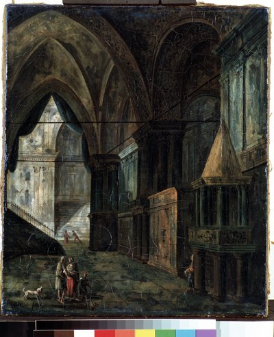 Em uma catedral (Em uma catedral). Pintura de Fyodor Yakovlevich Alexeev (1753-1824). Óleo sobre tela, 35,5 x 30,5 cm de Fyodor Yakovlevich Alexeev