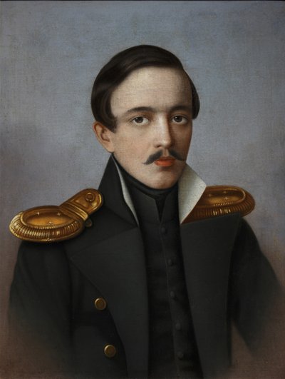 Retrato do poeta Mikhail Lermontov 1814-1841, 1887 de G.F. Krylov