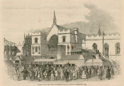 Pátio do Palácio, as salas do Comitê Ferroviário em frente ao Westminster Hall de G.F. Sargent