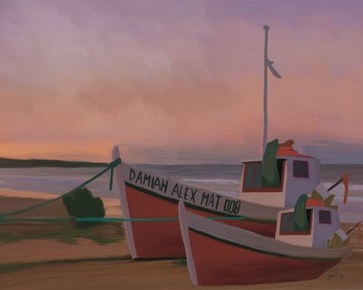 Barcos de pesca ao pôr-do-sol de GIovanna Gil Alves
