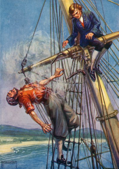 Ilustração para a Ilha do Tesouro por Robert Louis Stevenson (cor litho) de G.P. Micklewright