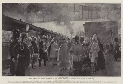 Rei Eduardo VII se despede do imperador alemão na estação Charing Cross em 5 de fevereiro de G.S. Amato