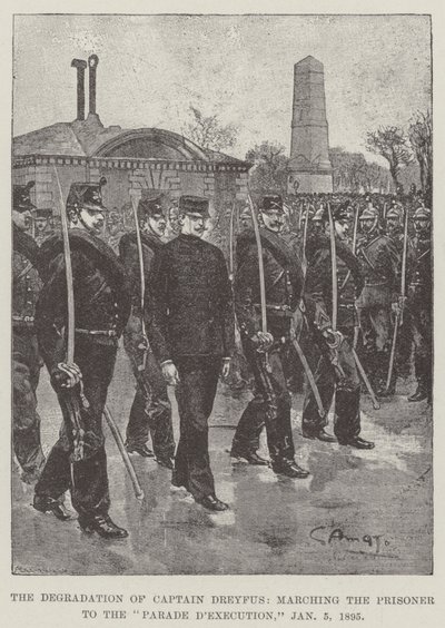 A Degradação do Capitão Dreyfus, marchando o Prisioneiro para a Parada da Execução, 5 de janeiro de 1895 de G.S. Amato