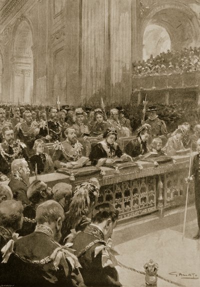 O Serviço de Ação de Graças para a Recuperação do Príncipe de Gales, Realizado na Catedral de São Paulo, em 27 de fevereiro de 1872, de "The Illustrated London News", 1901 de G.S. Amato
