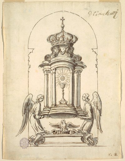 Desenho, Projeto de uma Porta de Tabernáculo a ser Executada em Bronze, ca. 1725 de G B C