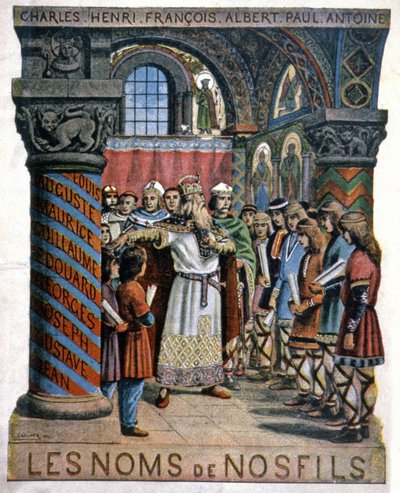 Carlos Magno e a escola, c.1900 (ilustração) de G. Dascher