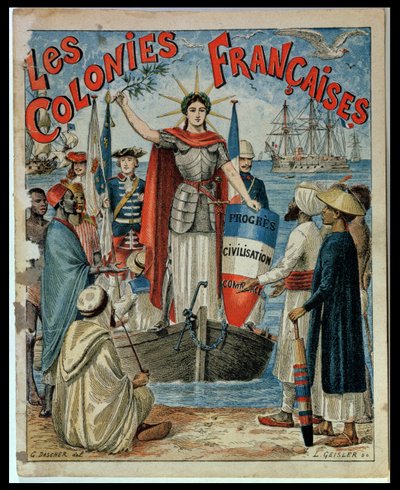 Colónias francesas, capa de um caderno de exercícios ilustrado por G. Dascher de G. Dascher