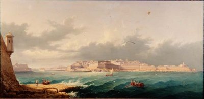 Valetta e o Grand Harbour de Ricasoli Point de G. Gianni