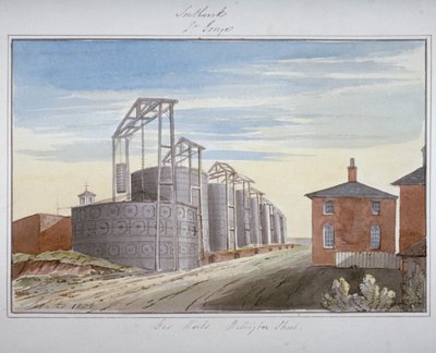 Vista das obras de gás em Pocock Street, Southwark, Londres, 1826 de G Yates