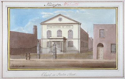 Vista da capela em Penton Street, Southwark, Londres, 1825 de G Yates