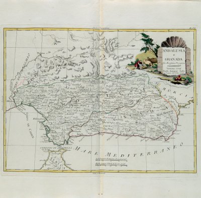 Andaluzia e Granada, gravura de G. Zuliani tirada de Tome I do Atlas mais novo publicado em Veneza em 1776 por Antonio Zatta, Private Collection de G. Zuliani