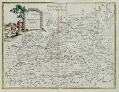 Extremadura e Castilla la Nueva, gravura de G. Zuliani tirada de Tome I do mais novo Atlas publicado em Veneza em 1776 por Antonio Zatta, Private Collection de G. Zuliani