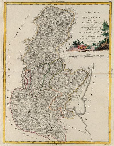 Terreno do Estado do Vêneto: Brescia, gravura de G. Zuliani tirada de Tomé II do "Atlas Mais Novo" publicado em Veneza em 1783 por Antonio Zatta, Coleção Particular de G. Zuliani
