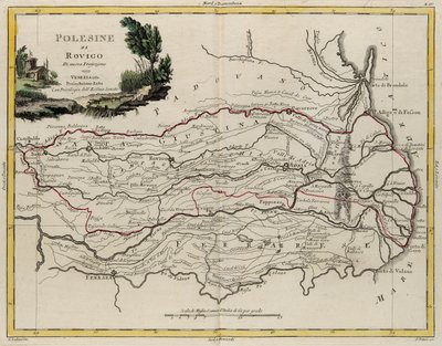 Área do Estado do Veneto: área de Rovigo, gravura de G. Zuliani tirada de Tome II do "Atlas mais Novo" publicado em Veneza em 1782 por Antonio Zatta, Coleção Particular de G. Zuliani