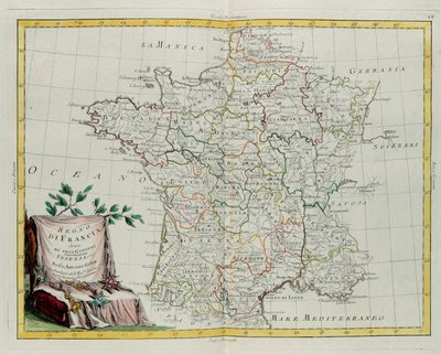 O Reino da França dividiu-se em suas governanças, gravadas por G. Zuliani, tiradas de Tomé do Novo Atlas, publicado em Veneza em 1776 por Antonio Zatta, Coleção Particular. de G. Zuliani