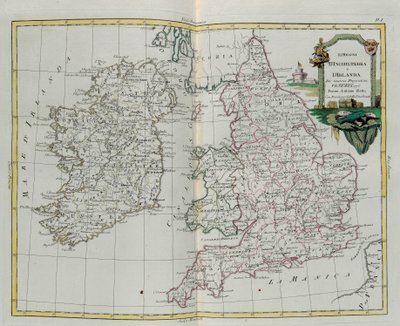 Os Reinos da Inglaterra e da Irlanda, gravada por G. Zuliani, tirada de Tomé do Novo Atlas publicada em Veneza em 1776 por Antonio Zatta, Coleção Particular de G. Zuliani