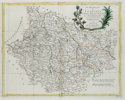 Os Palatinos de Posnania, Gniesno, Brzesc, Kalisz e Inovroclav, gravura de G. Zuliani tirada de Tomé III do "Novo Atlas" publicado em Veneza em 1781 por Antonio Zatta, Coleção Particular de G. Zuliani