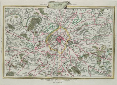 O contorno de Paris, Os Governos da França e Orleans, gravura de G. Zuliani, tirada de Tomé do Novo Atlas publicada em Veneza em 1776 por Antonio Zatta, Coleção Particular de G. Zuliani
