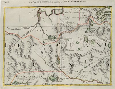 A parte ocidental da Nova França ou Canadá, gravura de G. Zuliani tirada de Tome I do "Atlas Mais Novo" publicado em Veneza em 1778 por Antonio Zatta, Coleção Particular de G. Zuliani