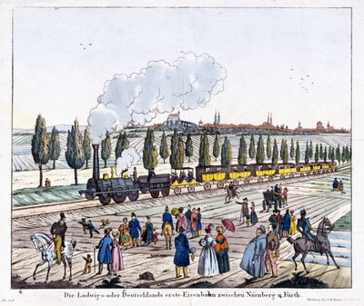 Abertura da Ferrovia Nuremberg-Furth, 7 de dezembro de 1835 de G. after Renner