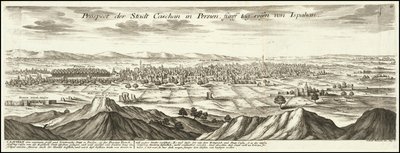 Ilustração de 1720 - Perspetiva da cidade de Cashan, na Pérsia, a cinco dias de viagem de Ispahan de Gabriel Bodenehr