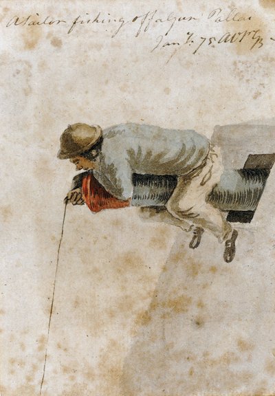 Um marinheiro pescador sentado num canhão de Gabriel Bray