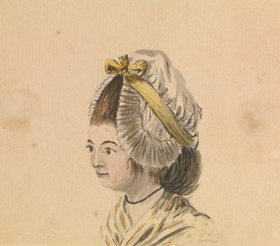 Cabeça de mulher com gorro de folhos, c.1774 (aguarela) de Gabriel Bray