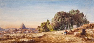 São Pedro, Roma, a partir do Pincio (aguarela) de Gabriel Carelli