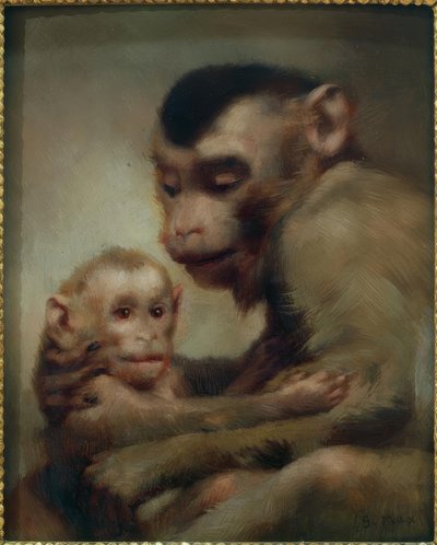 Mãe com criança (macacos) de Gabriel Cornelius Ritter von Max