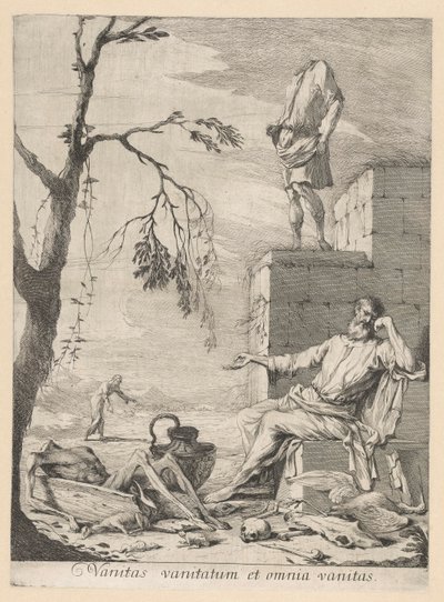 Filósofo chorão rodeado de simbolismo vanitas de Gabriel Ehinger
