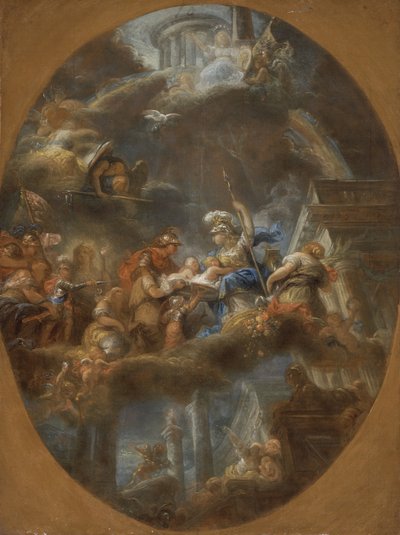 Nobreza oferecendo as crianças imperiais da Rússia a Minerva, c. 1795 de Gabriel Francois Doyen