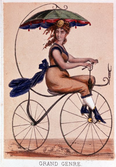 Bicicleta em 1869: "Grande género" - lit. de Darlinghe segundo Gosthiaux, Bibl. da cidade de Paris. de Gabriel Gostiaux