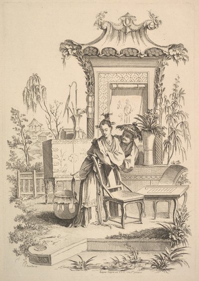 Homem e mulher chineses, ca. 1742 de Gabriel Huquier