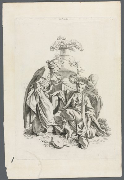 Os sentidos: toque após Boucher, 1700. de Gabriel Huquier