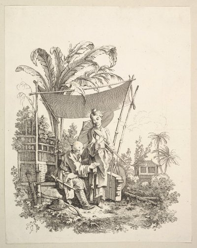 Mulher mostrando curiosidades ao soldado, ca. 1742 de Gabriel Huquier