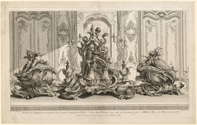 Obras de Juste-Aurèle Meissonier: projeto escultórico em prata para uma grande peça central ..., c. 1735-1737 de Gabriel Huquier