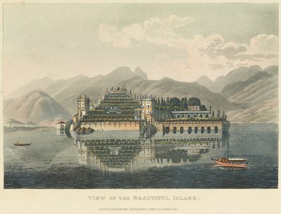Vista da Ilha Bonita (Isola Bella, Lago Maggiore), antes de 1820 (aguarela sobre gravura e aquatint sobre papel tecido) de Gabriel L. and Lory Mathias G.  Lory