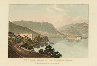 Vista de Stresa da bela ilha Isola Bella, Lago Maggiore, antes de 1820. de Gabriel Ludwig Lory