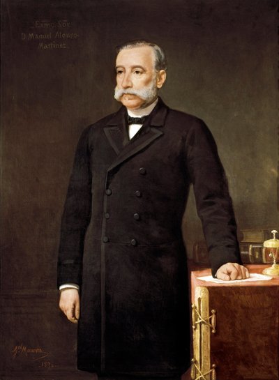 Retrato de Manuel ALONSO MARTINEZ (1827-1891), advogado e membro político espanhol do Partido da União Liberal de Madrid, Congresso dos Departamentos.
 Pintura de Gabriel Maureta (século XIX). de Gabriel Maureta Aracil