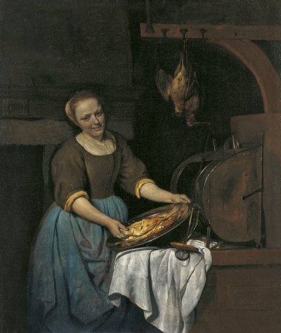 Empregada de cozinha a preparar peixe de Gabriel Metsu
