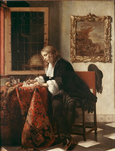 Homem escrevendo uma carta de Gabriel Metsu