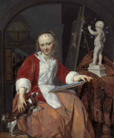 Retrato de Isabella de Wolff (....-1718) como artista de Gabriel Metsu