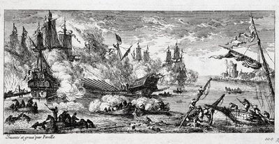 Batalha Naval de Agosta (actualmente Augusta na Sicília) entre a frota francesa e uma aliança espanhola e holandesa em 22 de Abril de 1676. Também chamada Batalha do Monte Gibel (Monte Gibel) ou Batalha de Famagusta. de Gabriel Perelle